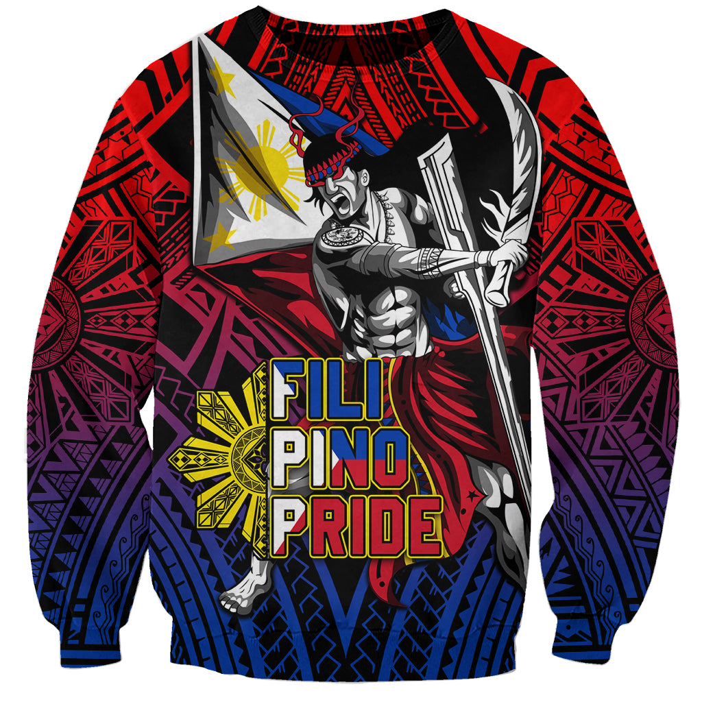 Filipinos Lapu-lapu Hero Sweatshirt Philippines Flag and Sun DT02 Unisex Art - Polynesian Pride