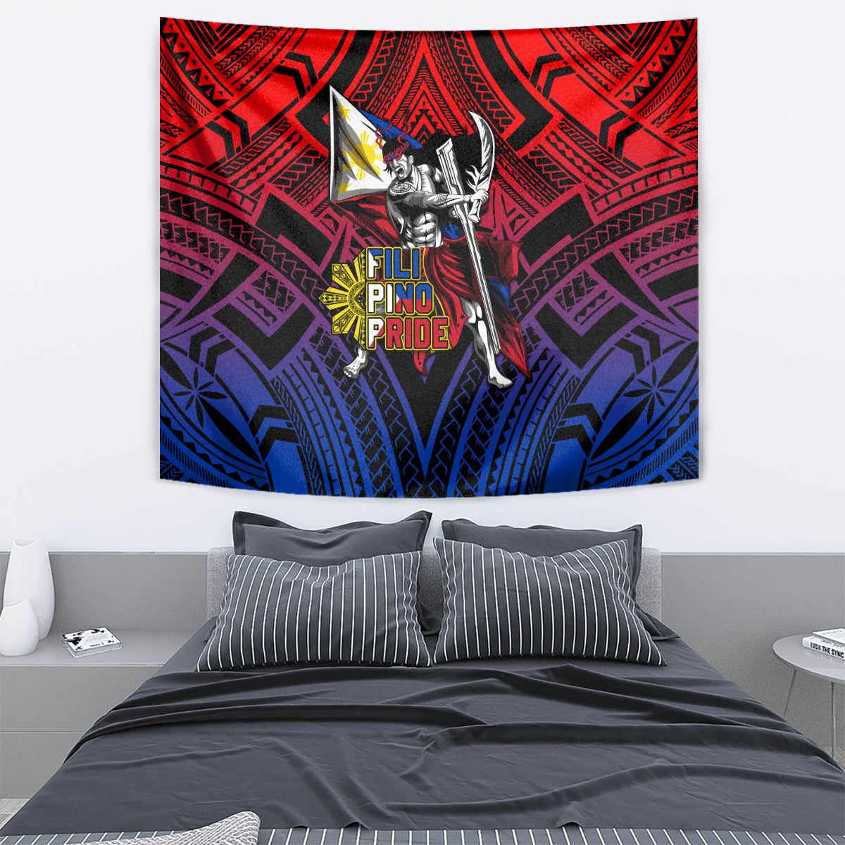 Filipinos Lapu-lapu Hero Tapestry Philippines Flag and Sun DT02 - Polynesian Pride