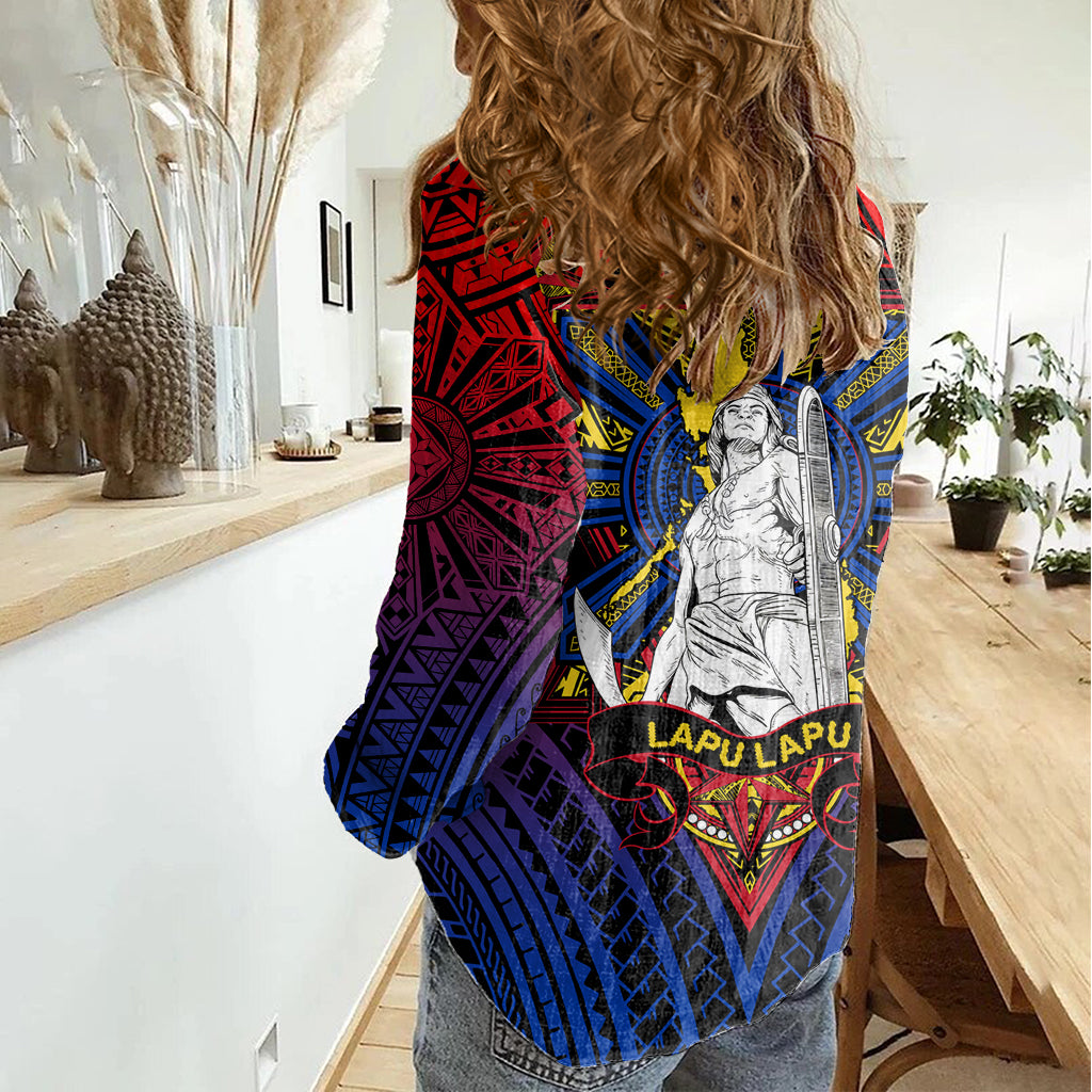 Filipinos Lapu-lapu Hero Women Casual Shirt Philippines Flag and Sun DT02 - Polynesian Pride