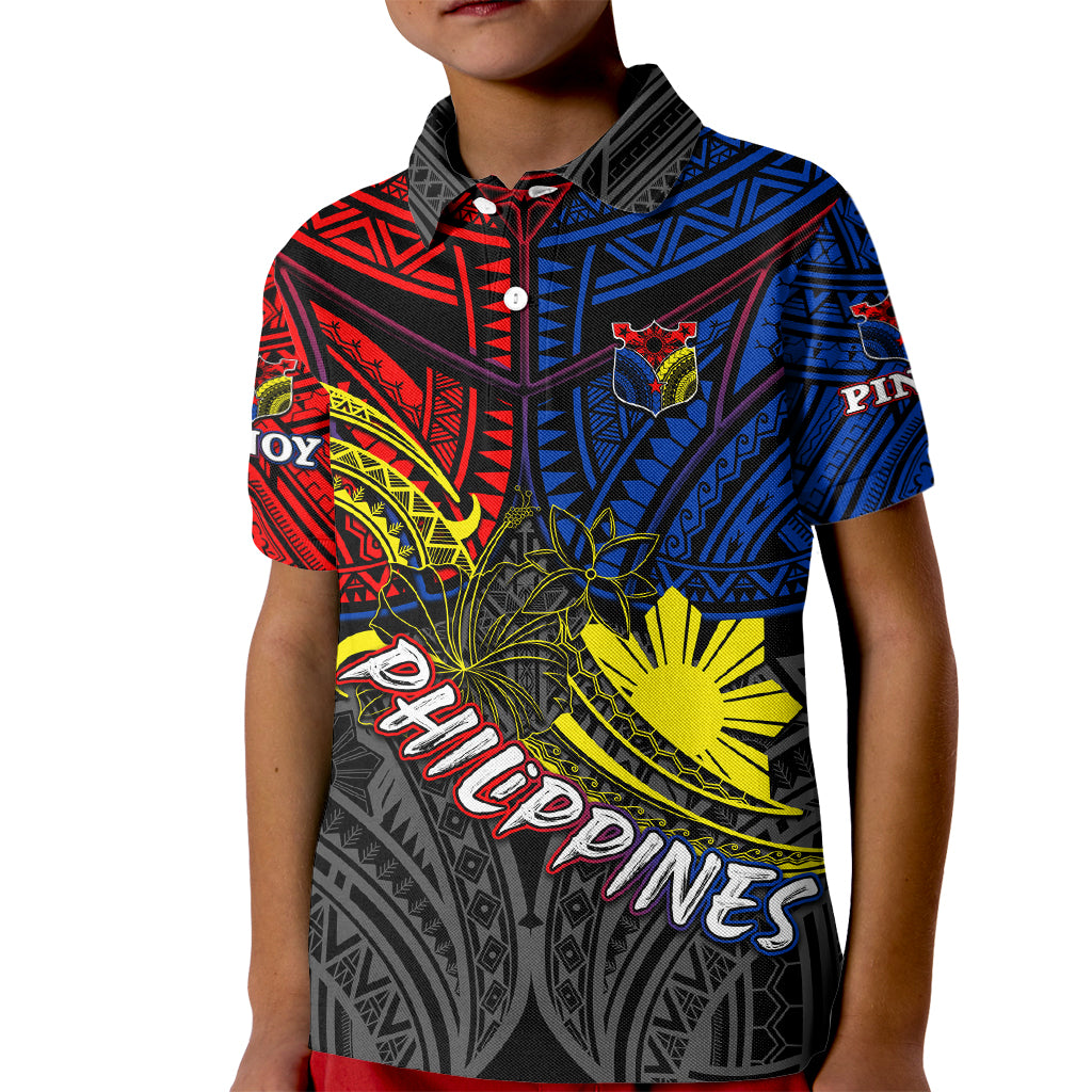 Philippines Half Sleeve Tattoo Kid Polo Shirt Pinoy Filipinos Sun DT02 Kid Art - Polynesian Pride