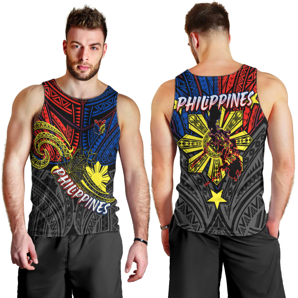 Philippines Half Sleeve Tattoo Men Tank Top Pinoy Filipinos Sun DT02 - Polynesian Pride