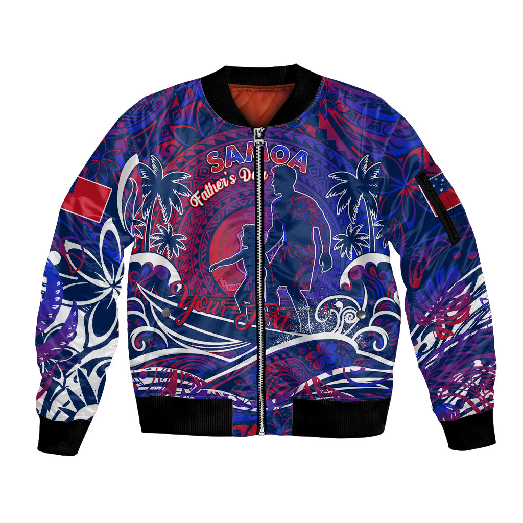 Father's Day Samoa Sleeve Zip Bomber Jacket Special Dad Polynesia Paradise DT02 Unisex Green - Polynesian Pride