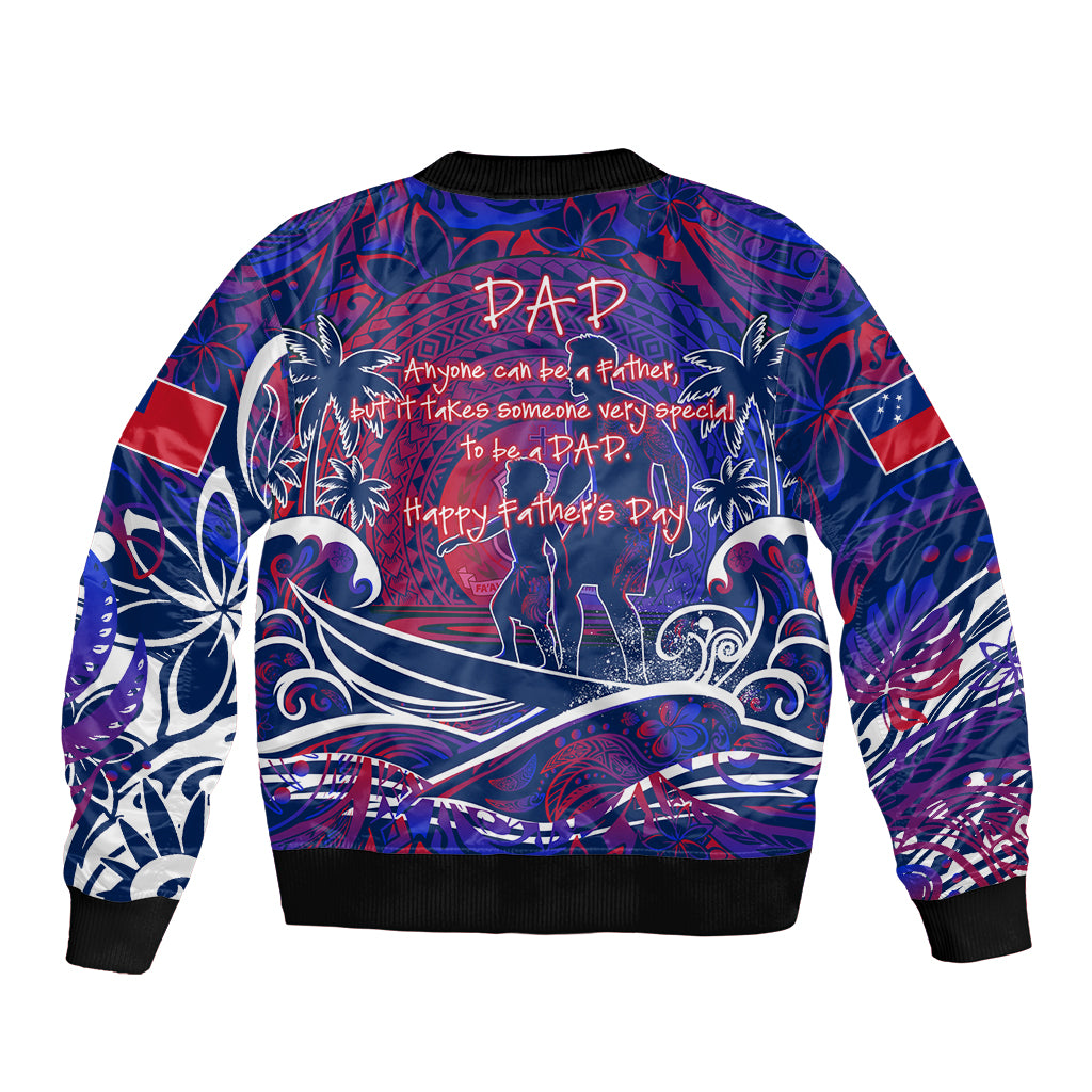 Father's Day Samoa Sleeve Zip Bomber Jacket Special Dad Polynesia Paradise DT02 - Polynesian Pride