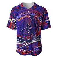 Father's Day American Samoa Baseball Jersey Special Dad Polynesia Paradise DT02 Blue - Polynesian Pride