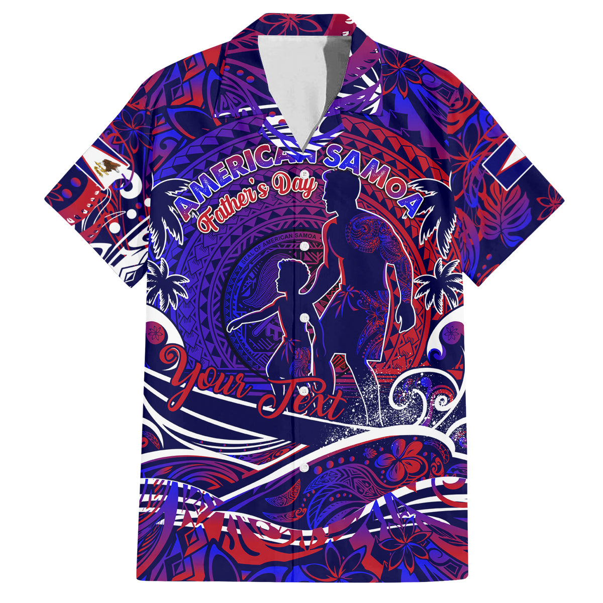 Father's Day American Samoa Family Matching Long Sleeve Bodycon Dress and Hawaiian Shirt Special Dad Polynesia Paradise
