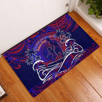 Father's Day American Samoa Rubber Doormat Special Dad Polynesia Paradise DT02 Blue - Polynesian Pride