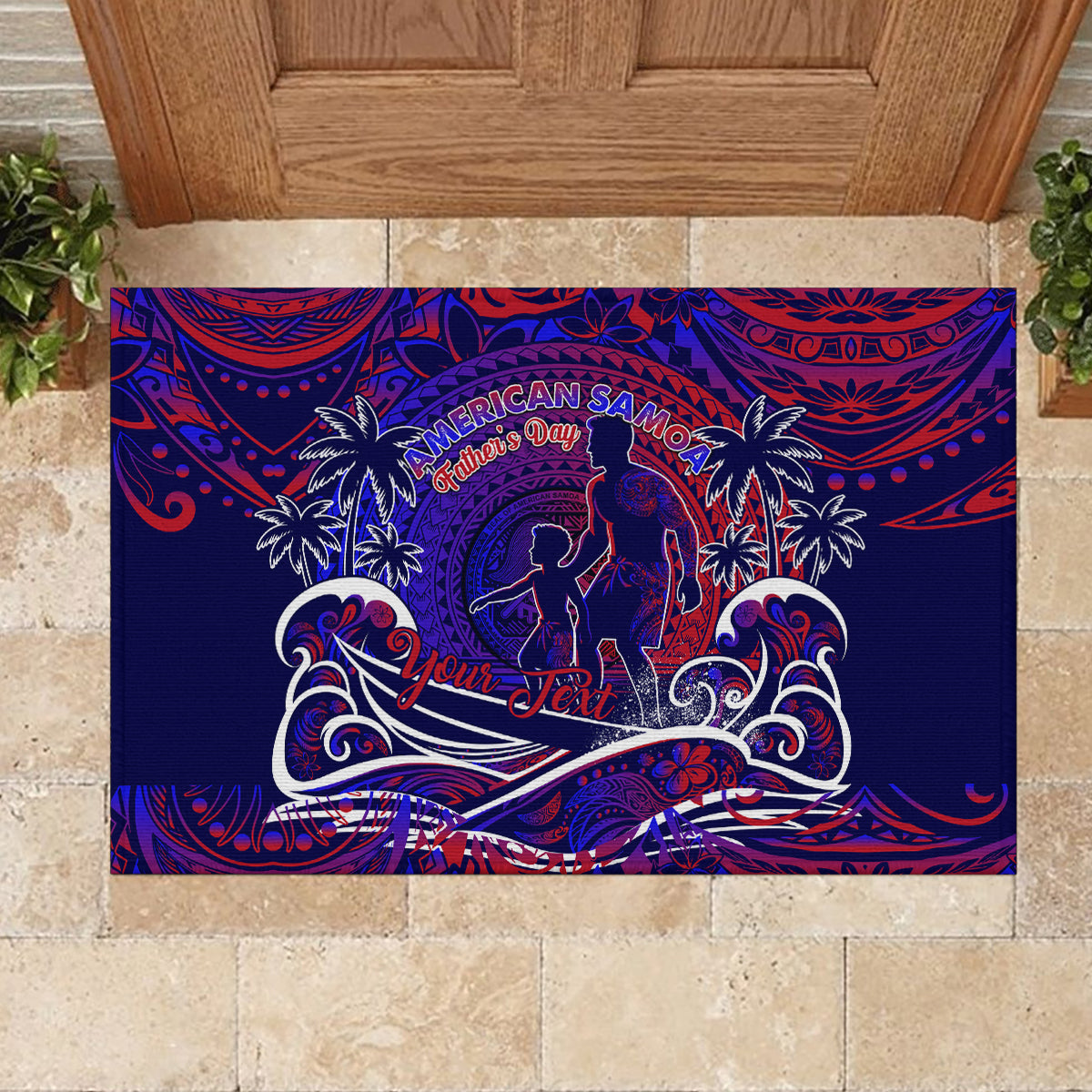 Father's Day American Samoa Rubber Doormat Special Dad Polynesia Paradise DT02 - Polynesian Pride