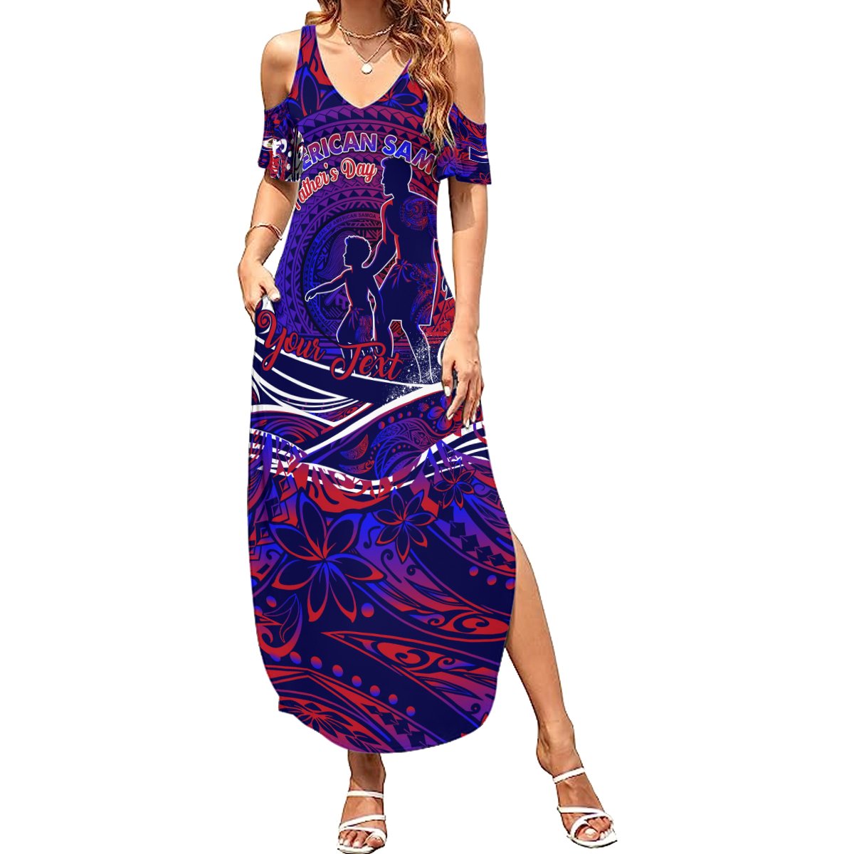 Father's Day American Samoa Summer Maxi Dress Special Dad Polynesia Paradise DT02 Women Blue - Polynesian Pride