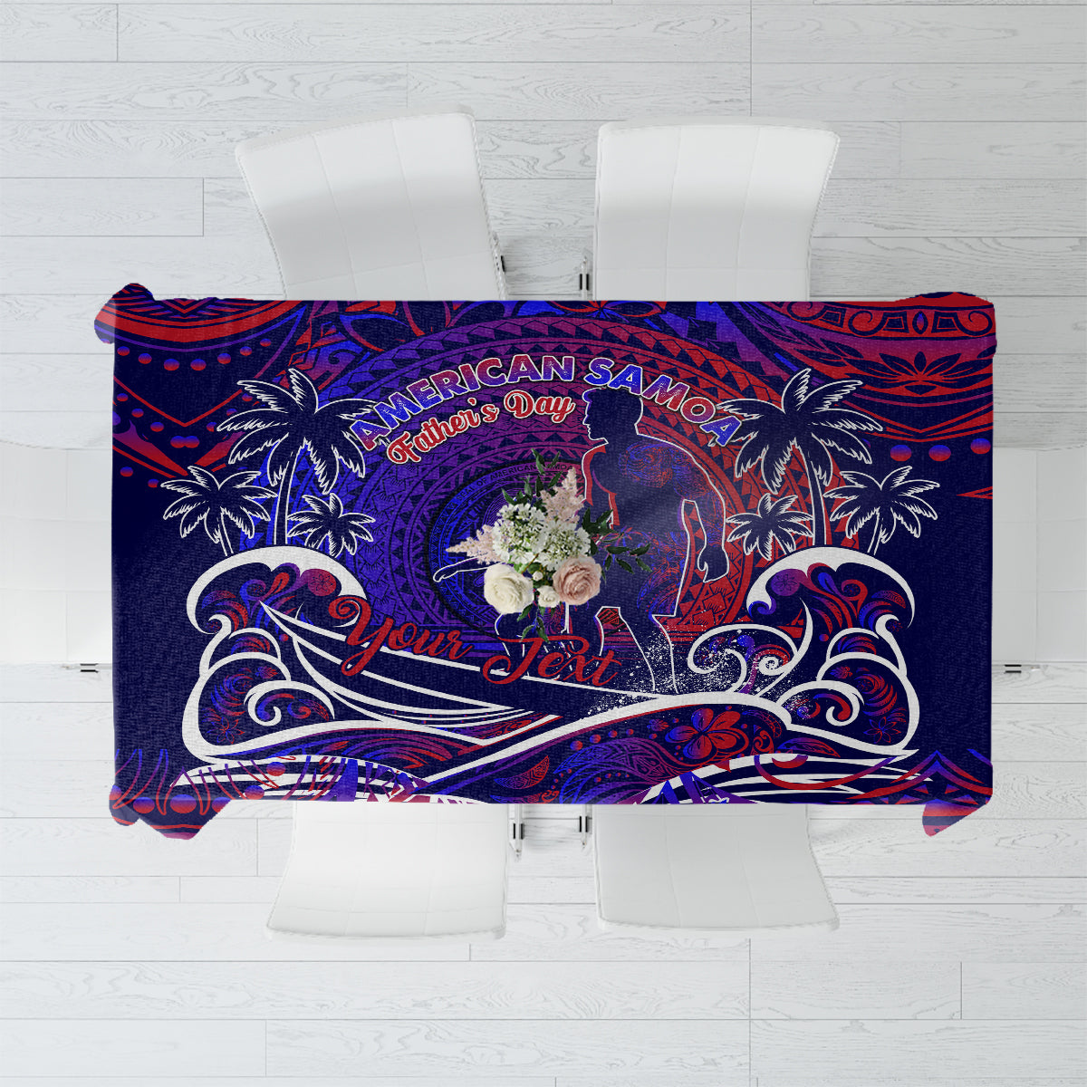 Father's Day American Samoa Tablecloth Special Dad Polynesia Paradise DT02 Blue - Polynesian Pride
