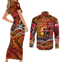 Father's Day Tonga Couples Matching Short Sleeve Bodycon Dress and Long Sleeve Button Shirt Special Dad Polynesia Paradise