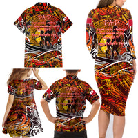 Father's Day Tonga Family Matching Long Sleeve Bodycon Dress and Hawaiian Shirt Special Dad Polynesia Paradise