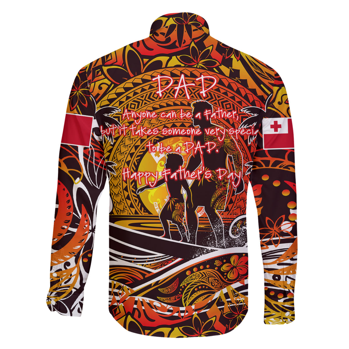 Father's Day Tonga Family Matching Long Sleeve Bodycon Dress and Hawaiian Shirt Special Dad Polynesia Paradise
