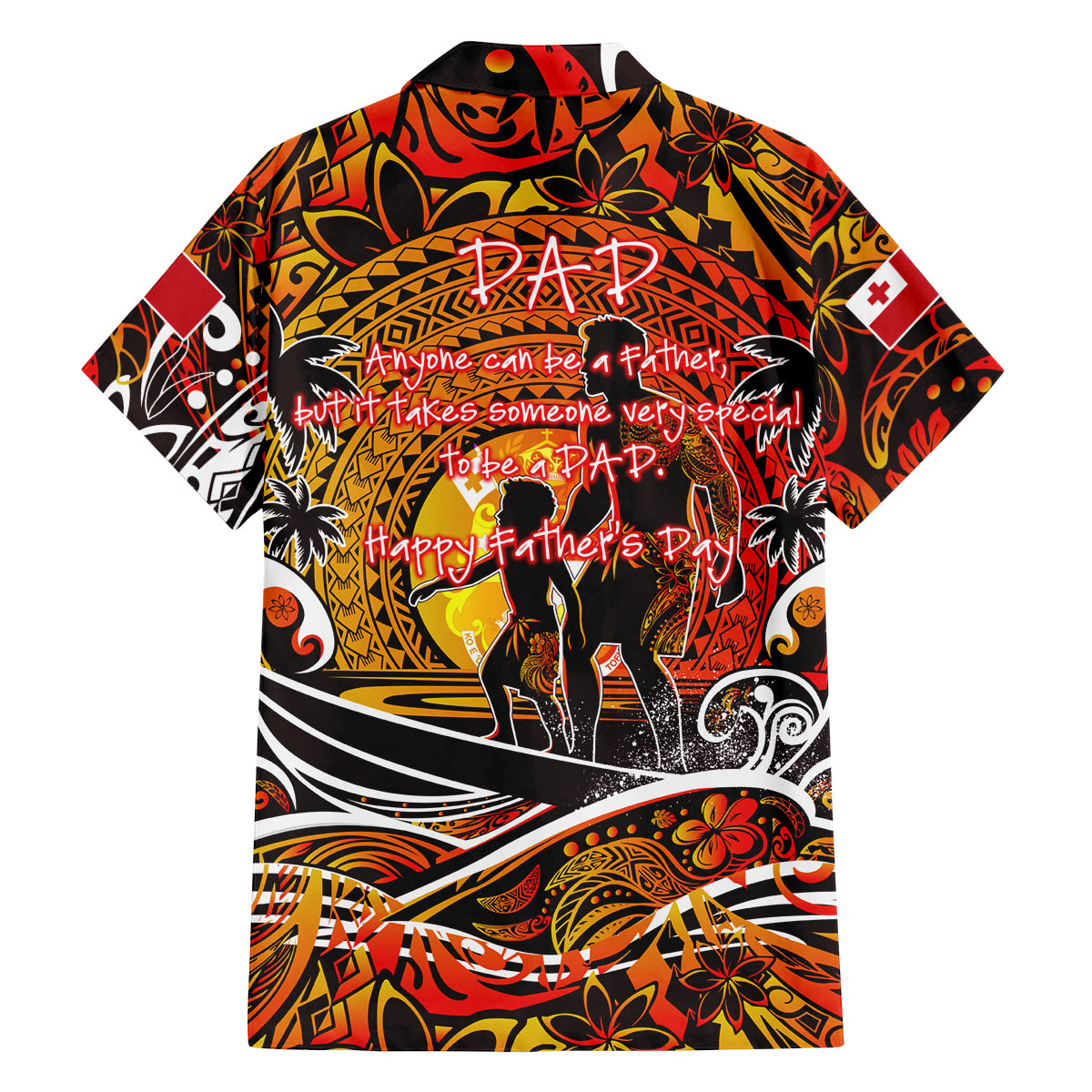 Father's Day Tonga Family Matching Tank Maxi Dress and Hawaiian Shirt Special Dad Polynesia Paradise