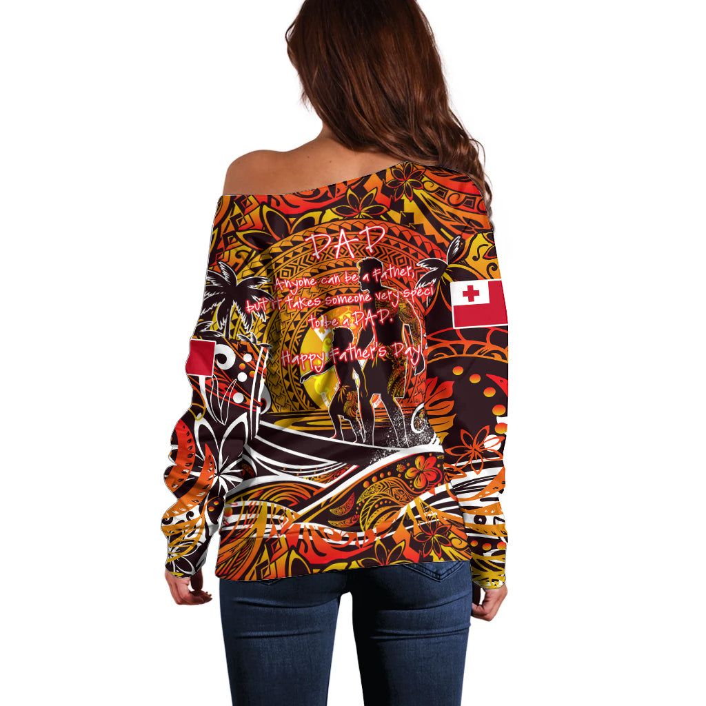 Father's Day Tonga Off Shoulder Sweater Special Dad Polynesia Paradise