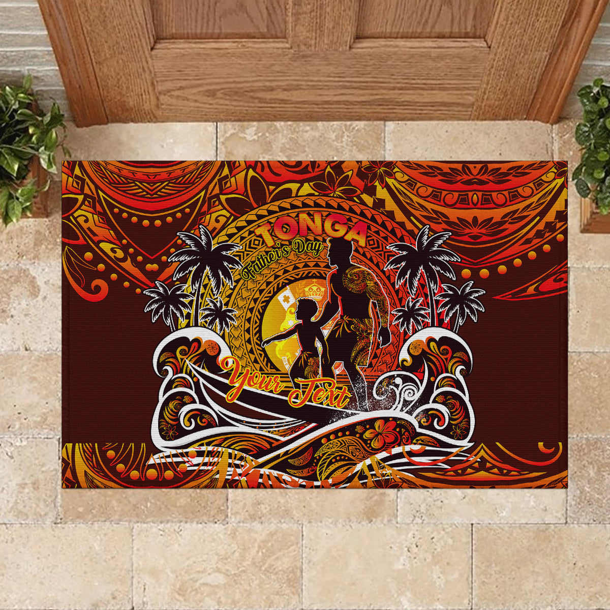 Father's Day Tonga Rubber Doormat Special Dad Polynesia Paradise