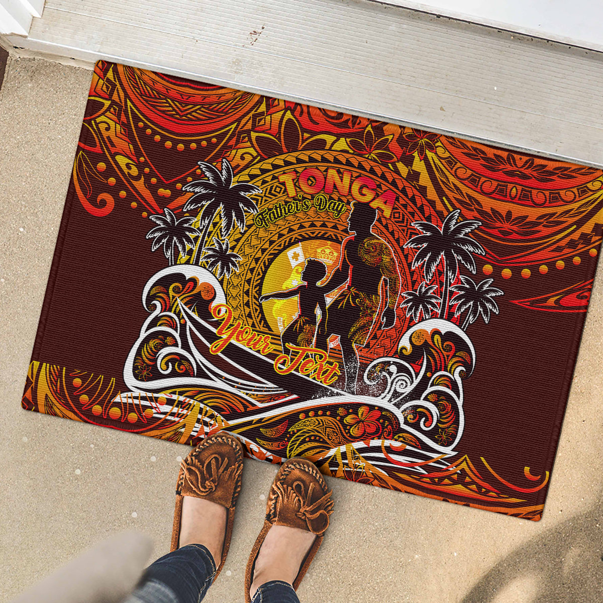 Father's Day Tonga Rubber Doormat Special Dad Polynesia Paradise