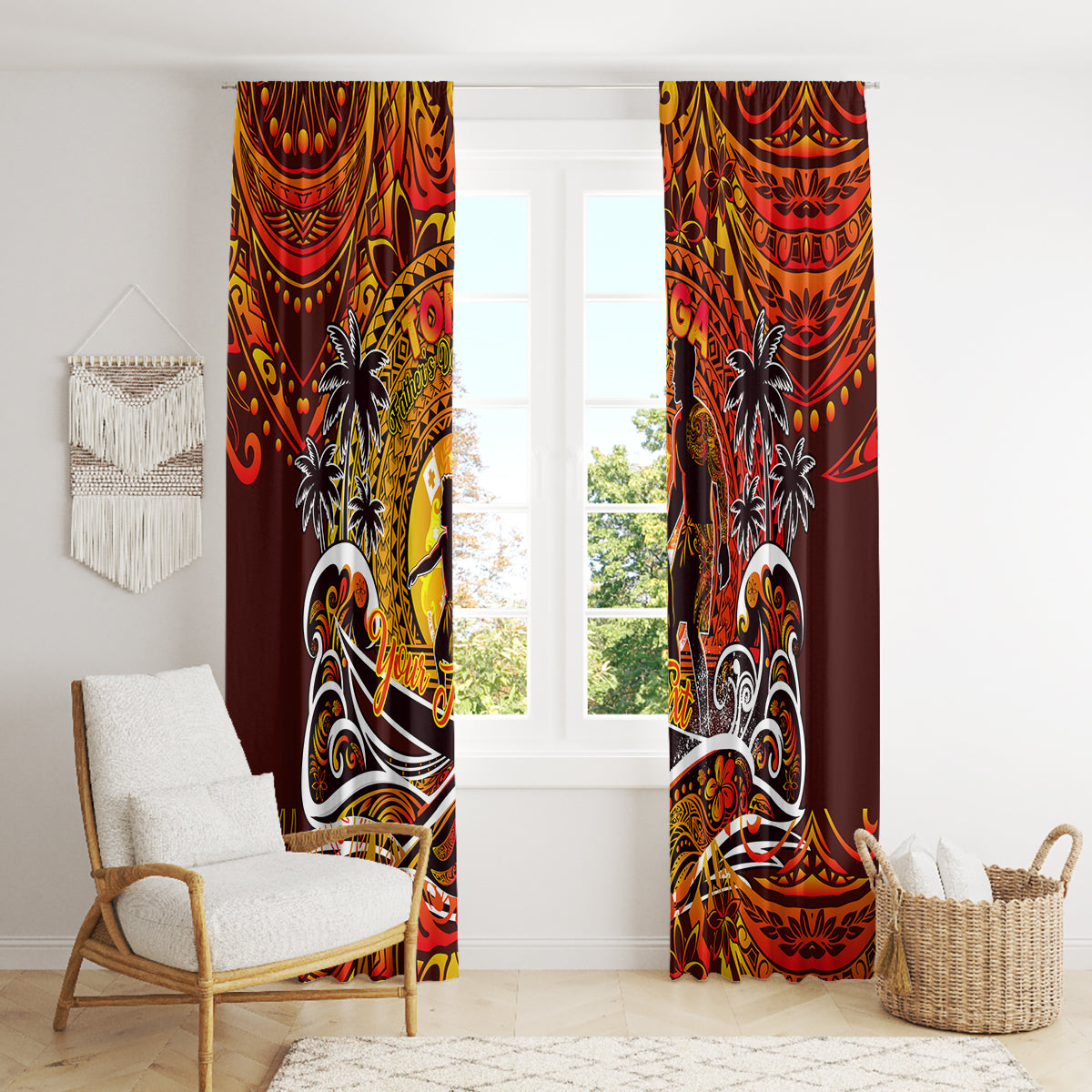 Father's Day Tonga Window Curtain Special Dad Polynesia Paradise