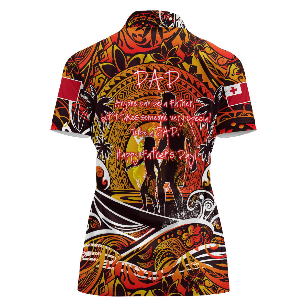 Father's Day Tonga Women Polo Shirt Special Dad Polynesia Paradise