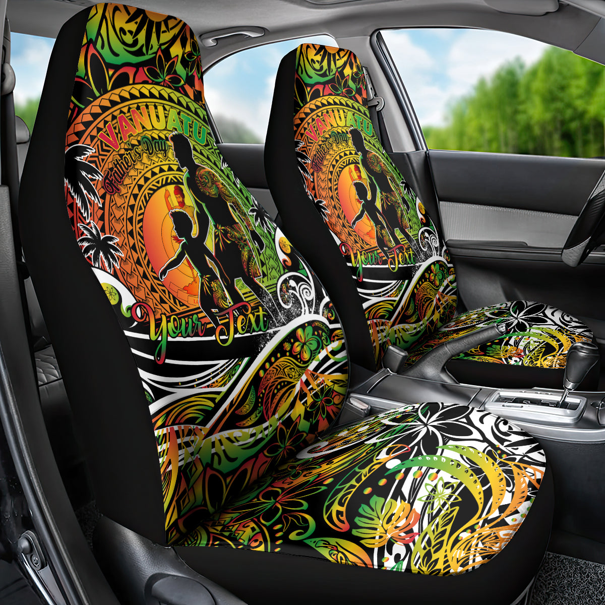 Father's Day Vanuatu Car Seat Cover Special Dad Polynesia Paradise