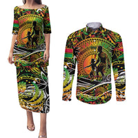 Father's Day Vanuatu Couples Matching Puletasi and Long Sleeve Button Shirt Special Dad Polynesia Paradise