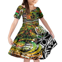Father's Day Vanuatu Family Matching Off Shoulder Short Dress and Hawaiian Shirt Special Dad Polynesia Paradise DT02 Daughter's Dress Art - Polynesian Pride