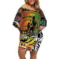 Father's Day Vanuatu Family Matching Off Shoulder Short Dress and Hawaiian Shirt Special Dad Polynesia Paradise DT02 Mom's Dress Art - Polynesian Pride
