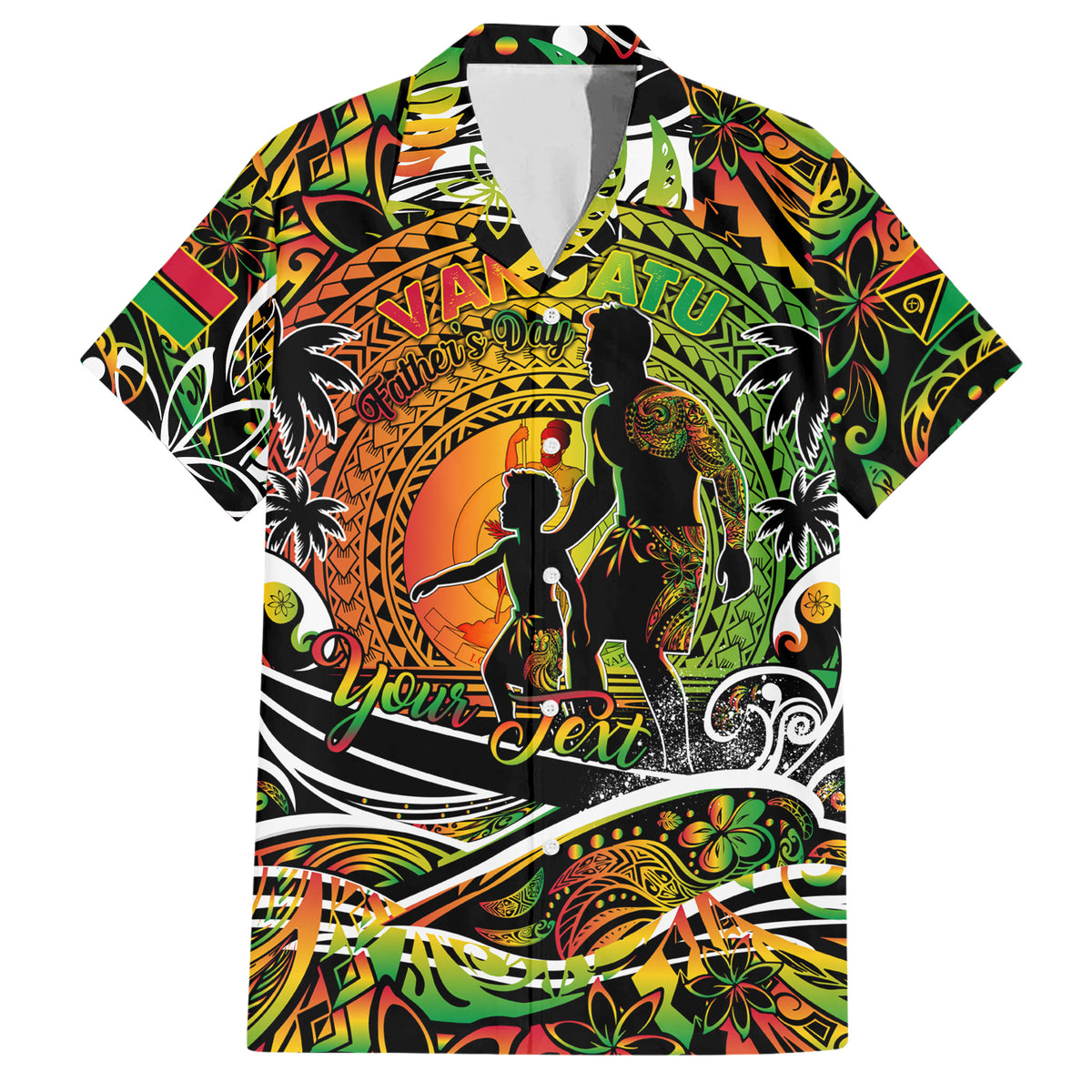 Father's Day Vanuatu Family Matching Short Sleeve Bodycon Dress and Hawaiian Shirt Special Dad Polynesia Paradise DT02 Dad's Shirt - Short Sleeve Art - Polynesian Pride
