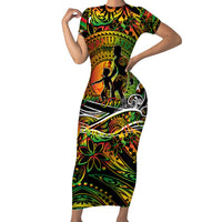 Father's Day Vanuatu Family Matching Short Sleeve Bodycon Dress and Hawaiian Shirt Special Dad Polynesia Paradise DT02 Mom's Dress Art - Polynesian Pride