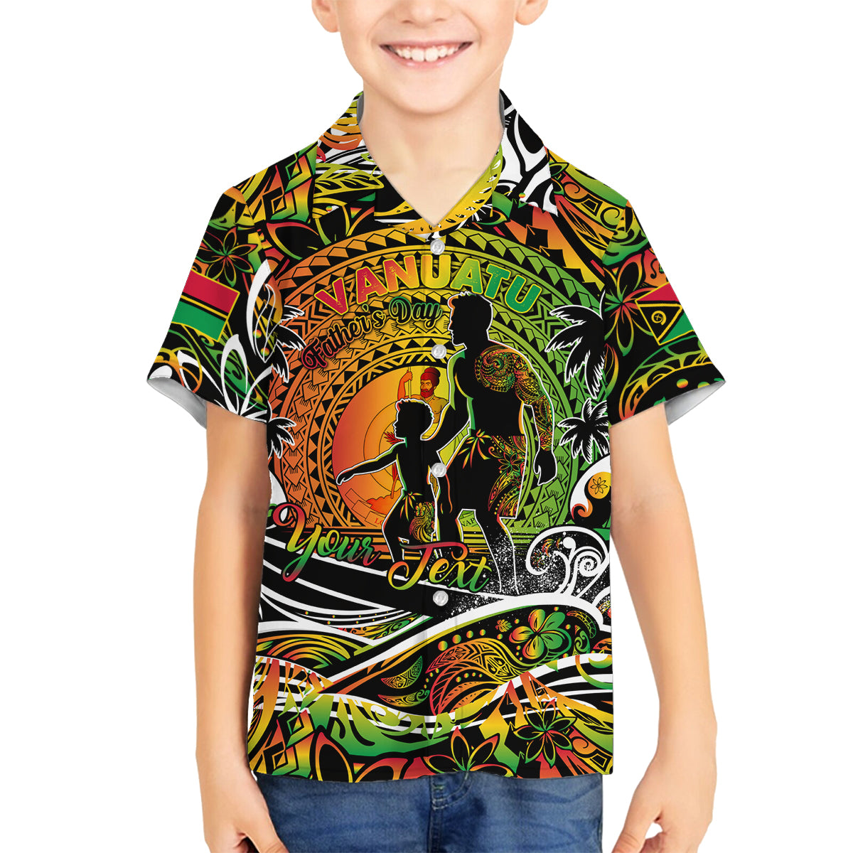 Father's Day Vanuatu Family Matching Summer Maxi Dress and Hawaiian Shirt Special Dad Polynesia Paradise DT02 Son's Shirt Art - Polynesian Pride
