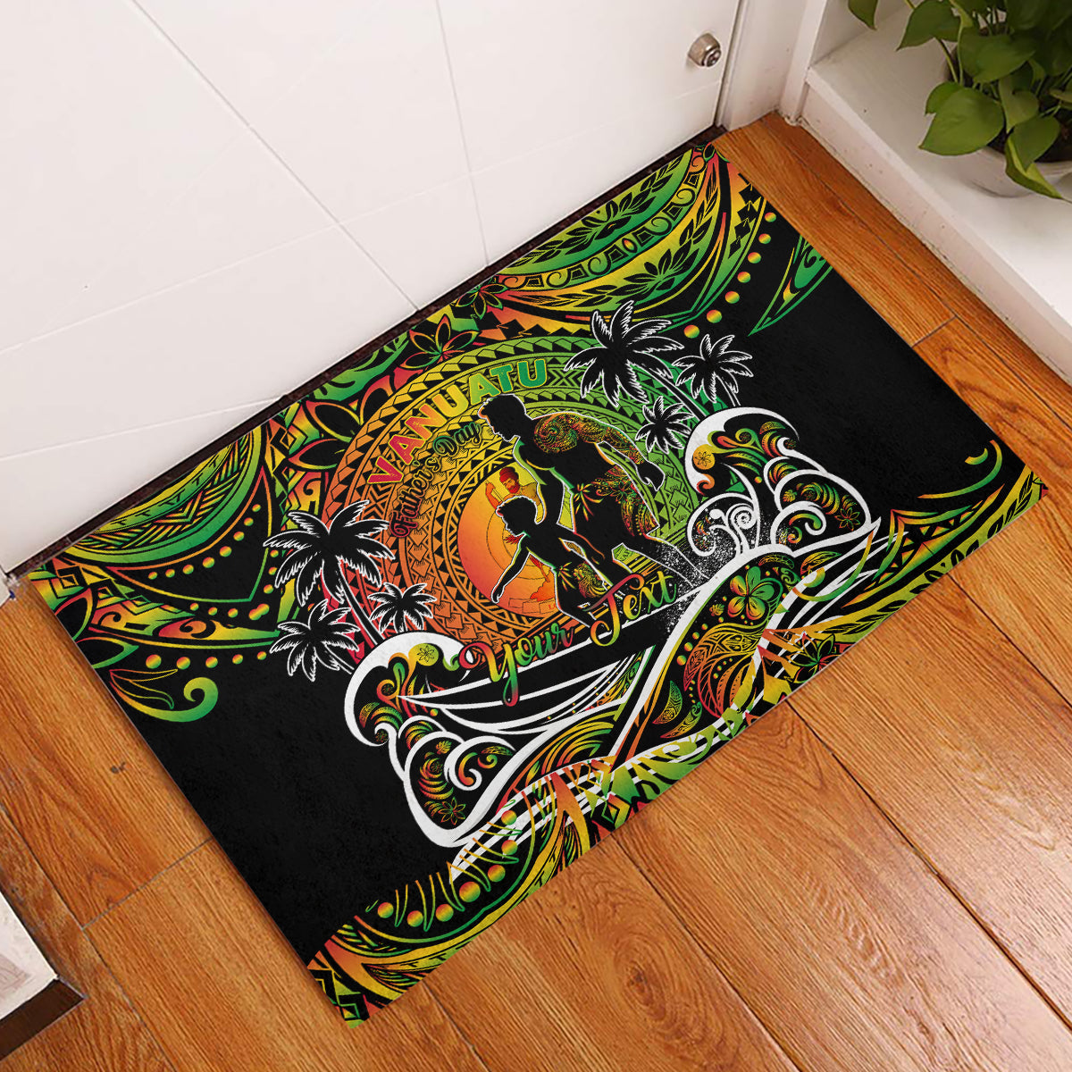 Father's Day Vanuatu Rubber Doormat Special Dad Polynesia Paradise DT02 Art - Polynesian Pride