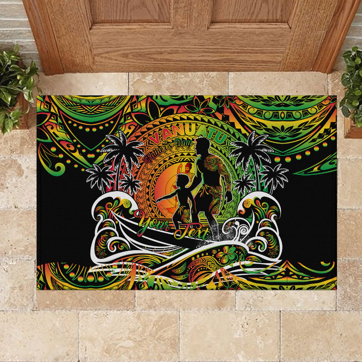 Father's Day Vanuatu Rubber Doormat Special Dad Polynesia Paradise DT02 - Polynesian Pride