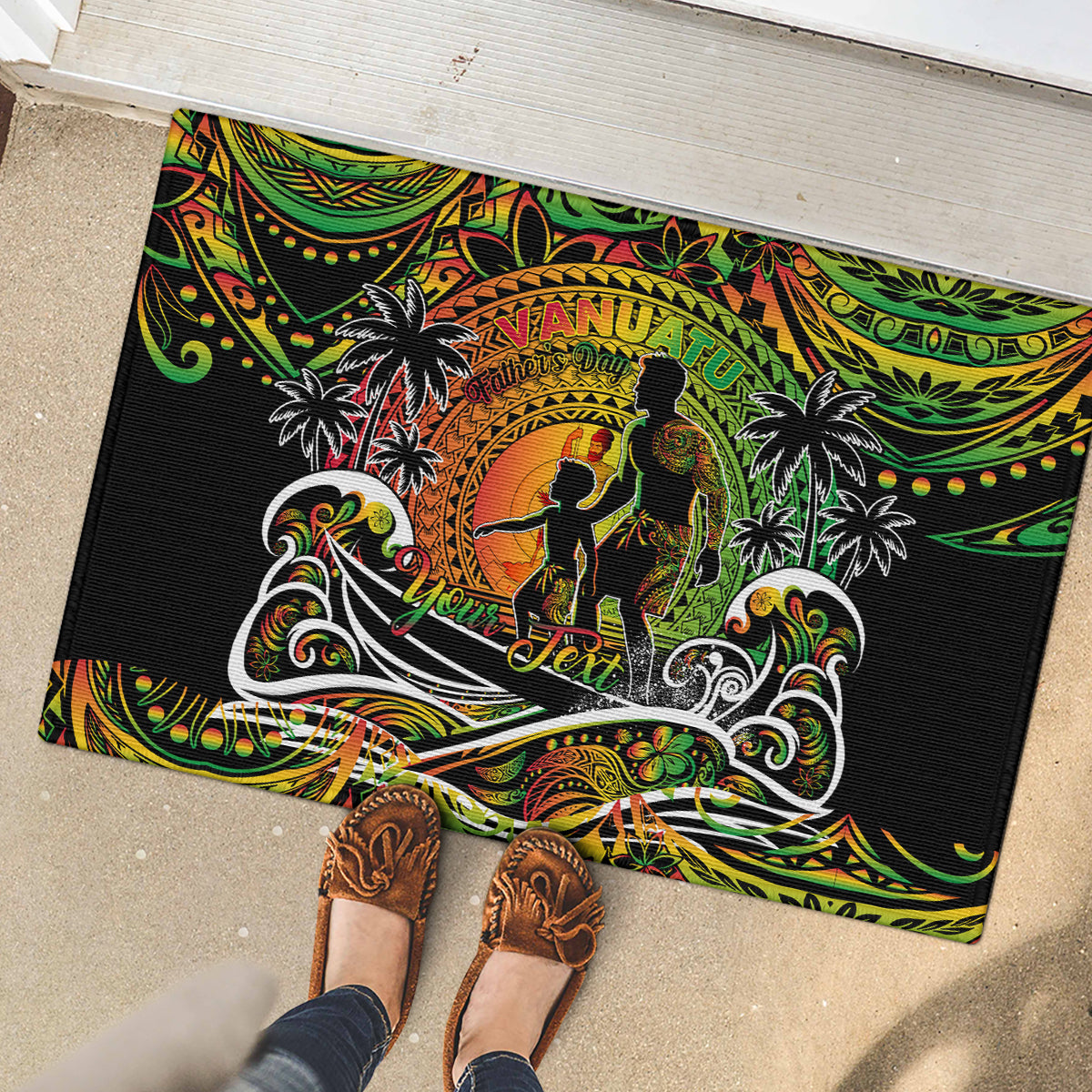 Father's Day Vanuatu Rubber Doormat Special Dad Polynesia Paradise DT02 - Polynesian Pride