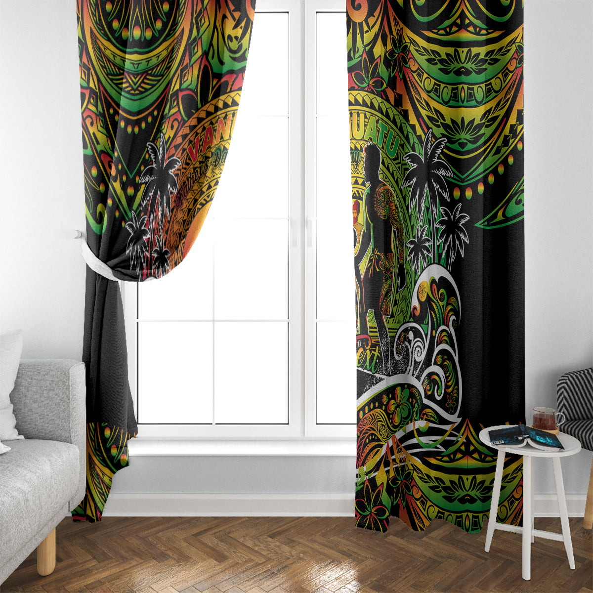 Father's Day Vanuatu Window Curtain Special Dad Polynesia Paradise