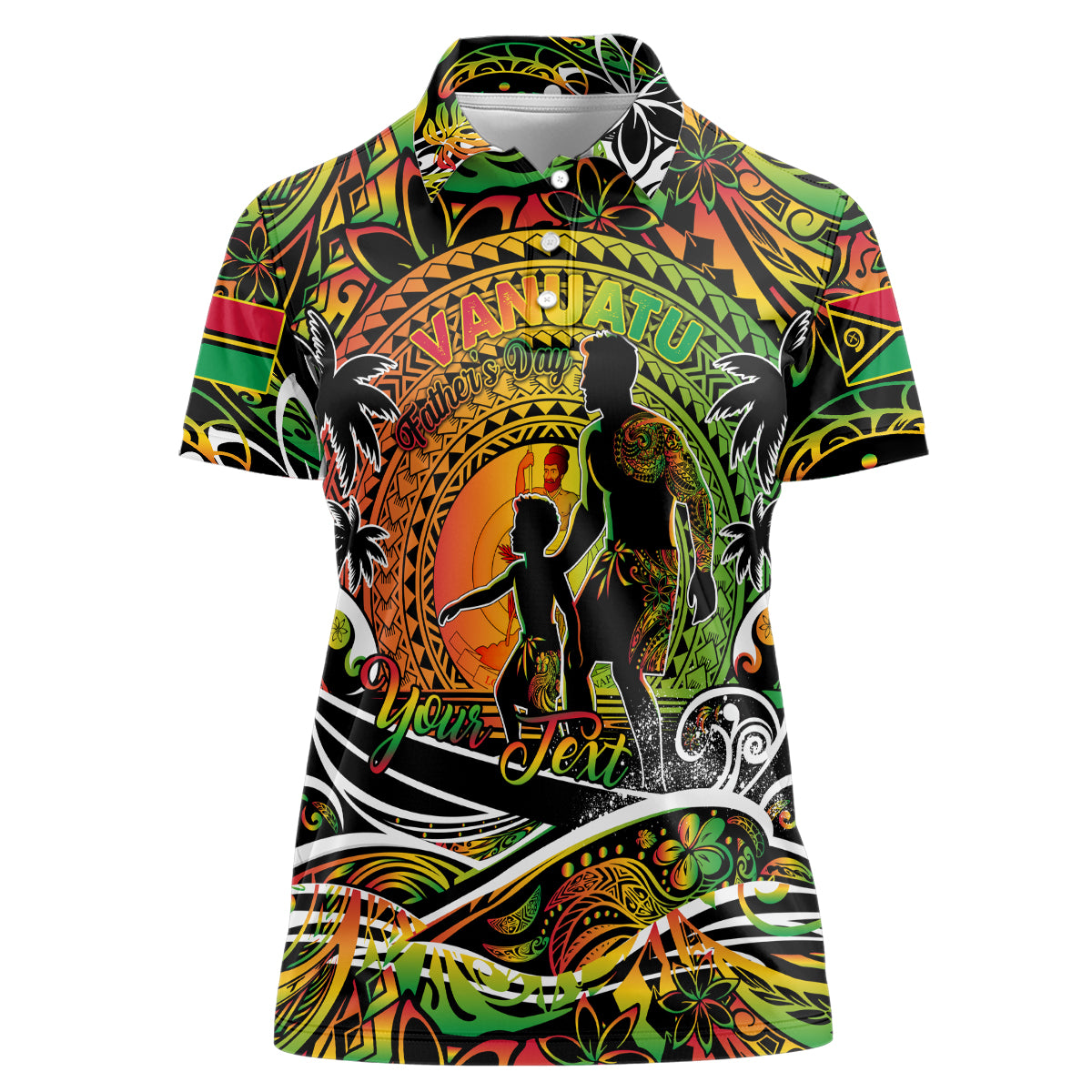 Father's Day Vanuatu Women Polo Shirt Special Dad Polynesia Paradise