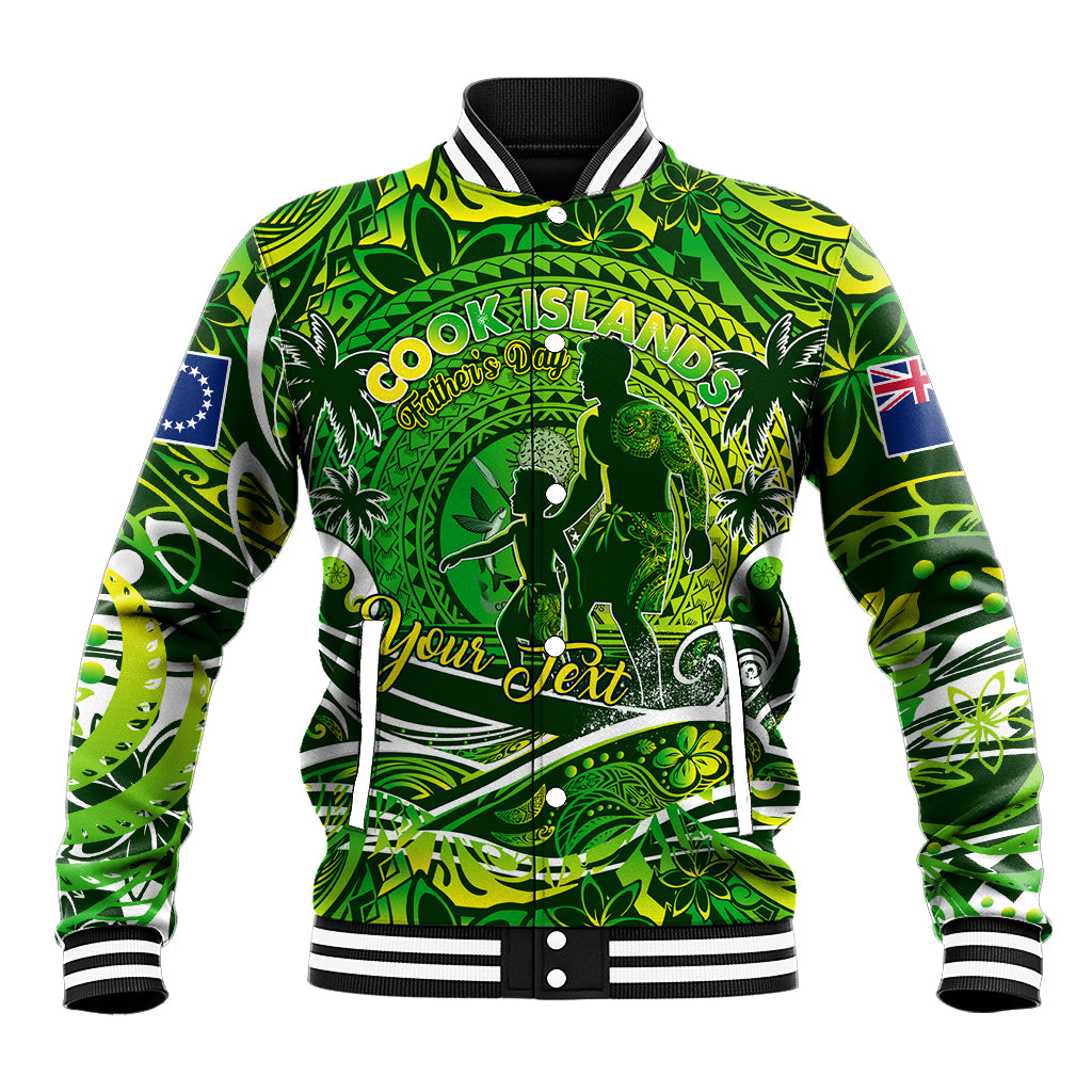 Father's Day Cook Islands Baseball Jacket Special Dad Polynesia Paradise DT02 Unisex Green - Polynesian Pride