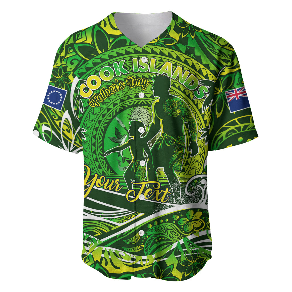 Father's Day Cook Islands Baseball Jersey Special Dad Polynesia Paradise DT02 Green - Polynesian Pride