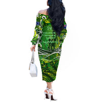 Father's Day Cook Islands Off The Shoulder Long Sleeve Dress Special Dad Polynesia Paradise