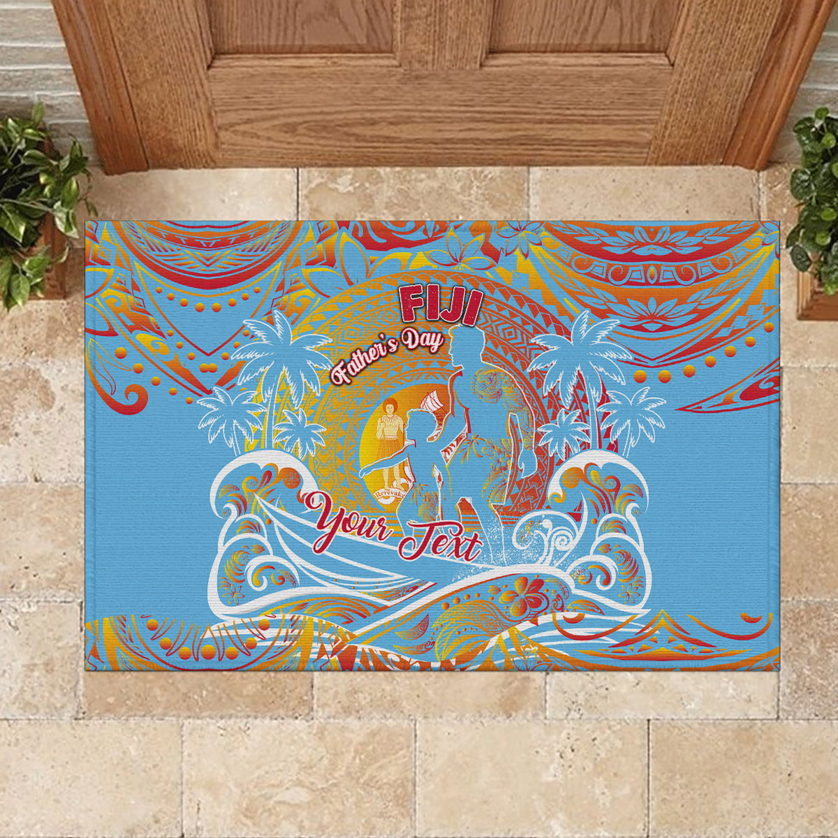 Father's Day Fiji Rubber Doormat Special Dad Polynesia Paradise