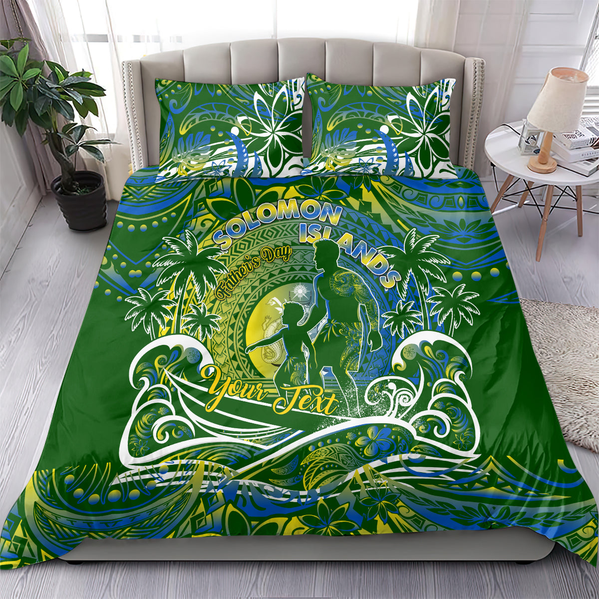 Father's Day Solomon Islands Bedding Set Special Dad Polynesia Paradise