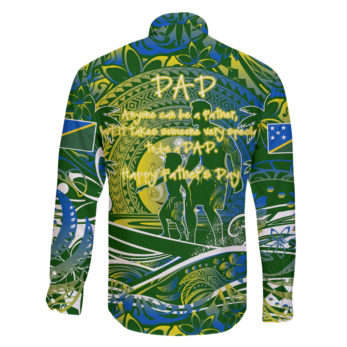 Father's Day Solomon Islands Family Matching Off The Shoulder Long Sleeve Dress and Hawaiian Shirt Special Dad Polynesia Paradise