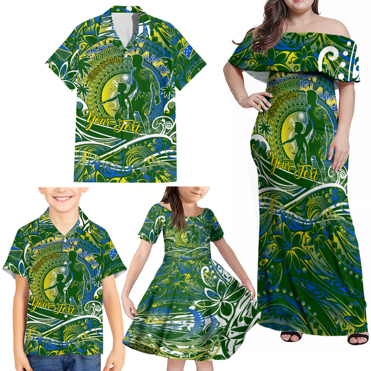 Father's Day Solomon Islands Family Matching Off Shoulder Maxi Dress and Hawaiian Shirt Special Dad Polynesia Paradise DT02 - Polynesian Pride