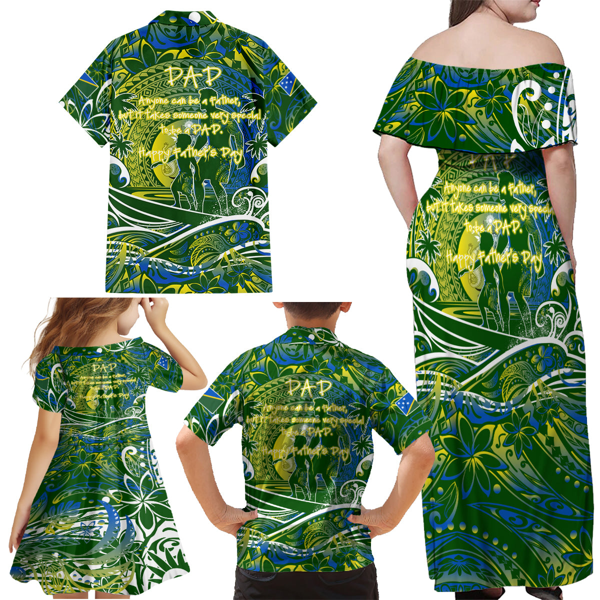 Father's Day Solomon Islands Family Matching Off Shoulder Maxi Dress and Hawaiian Shirt Special Dad Polynesia Paradise DT02 - Polynesian Pride