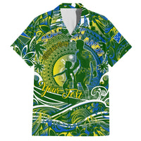 Father's Day Solomon Islands Family Matching Off Shoulder Maxi Dress and Hawaiian Shirt Special Dad Polynesia Paradise DT02 Dad's Shirt - Short Sleeve Green - Polynesian Pride
