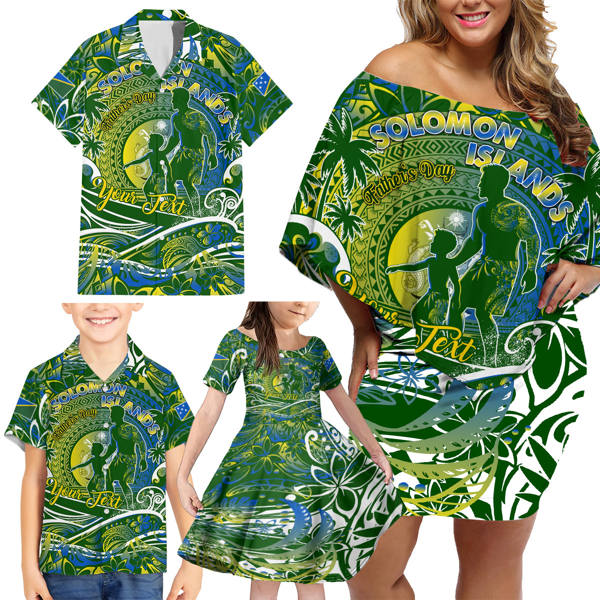 Father's Day Solomon Islands Family Matching Off Shoulder Short Dress and Hawaiian Shirt Special Dad Polynesia Paradise DT02 - Polynesian Pride