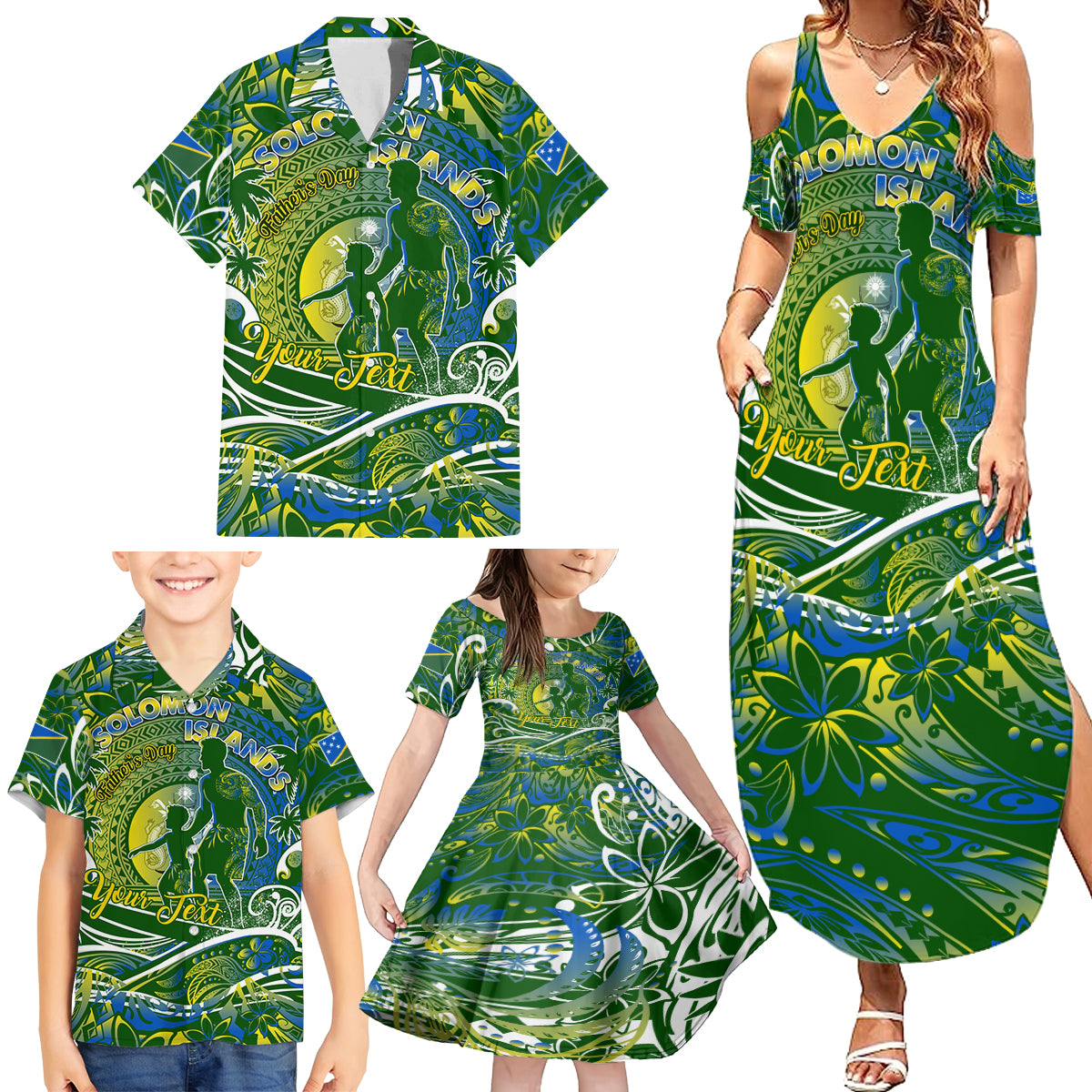 Father's Day Solomon Islands Family Matching Summer Maxi Dress and Hawaiian Shirt Special Dad Polynesia Paradise DT02 - Polynesian Pride