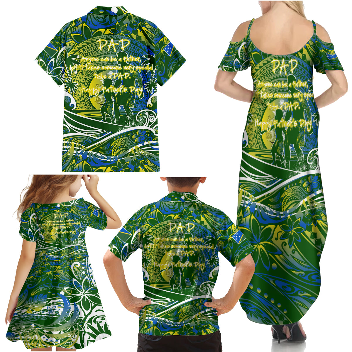 Father's Day Solomon Islands Family Matching Summer Maxi Dress and Hawaiian Shirt Special Dad Polynesia Paradise DT02 - Polynesian Pride