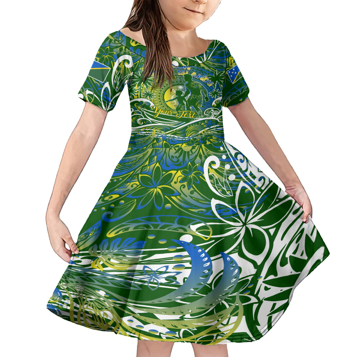 Father's Day Solomon Islands Family Matching Tank Maxi Dress and Hawaiian Shirt Special Dad Polynesia Paradise DT02 Daughter's Dress Green - Polynesian Pride
