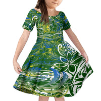 Father's Day Solomon Islands Family Matching Tank Maxi Dress and Hawaiian Shirt Special Dad Polynesia Paradise DT02 Daughter's Dress Green - Polynesian Pride