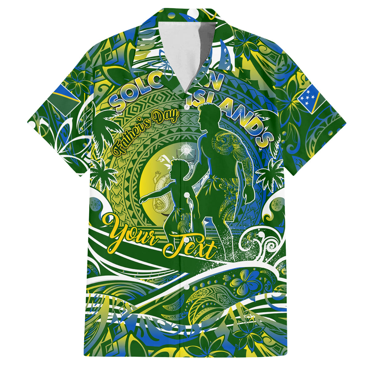Father's Day Solomon Islands Family Matching Tank Maxi Dress and Hawaiian Shirt Special Dad Polynesia Paradise DT02 Dad's Shirt - Short Sleeve Green - Polynesian Pride