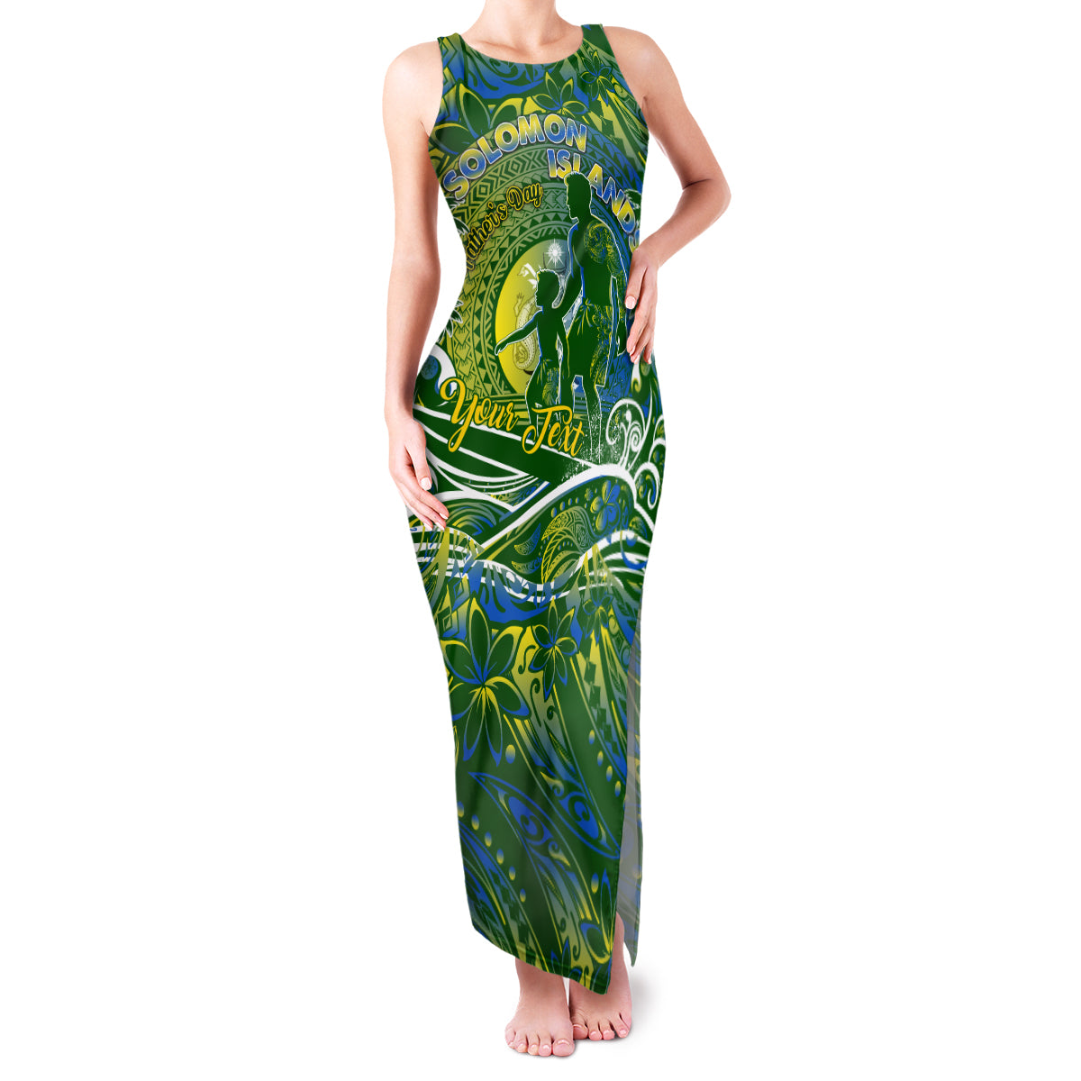 Father's Day Solomon Islands Family Matching Tank Maxi Dress and Hawaiian Shirt Special Dad Polynesia Paradise DT02 Mom's Dress Green - Polynesian Pride
